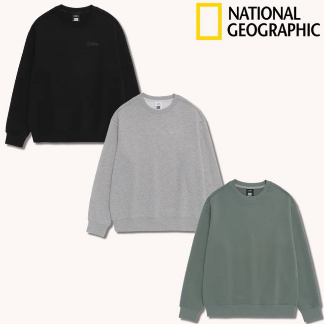 백화점정품 내셔널지오그래픽 26SS 남녀공용 맨투맨 세미오버핏 로고 긴팔 티셔츠