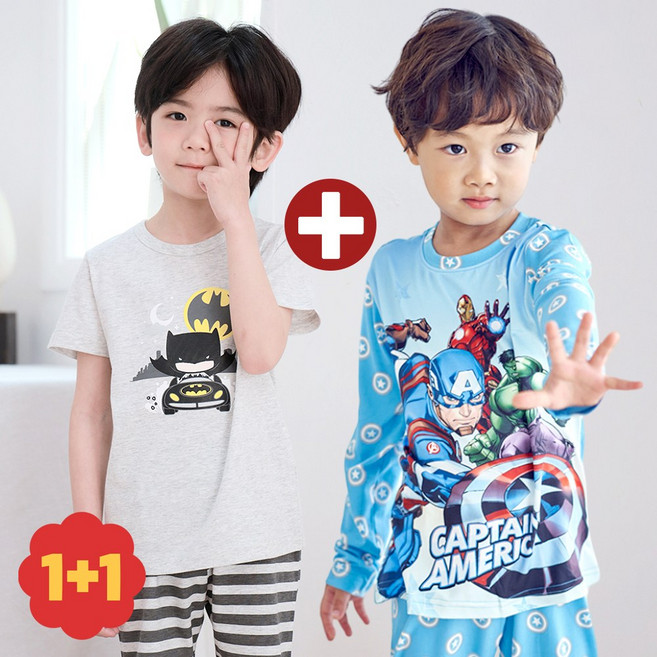 (1+1) 마블 정품 유아 상하복 캐릭터 (배트맨+캡틴)