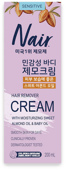 네어 민감성 스위트아몬드오일 바디 제모크림, 1개, 200ml