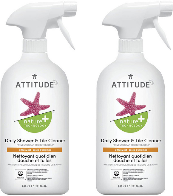 ATTITUDE 애티튜드 시트러스향 데일리 샤워 앤 타일 클리너 800ml 2팩, 2개