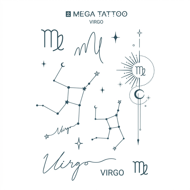MEGA TATTOO 별자리 타투스티커 12종(택1), 1개, Virgo 처녀자리