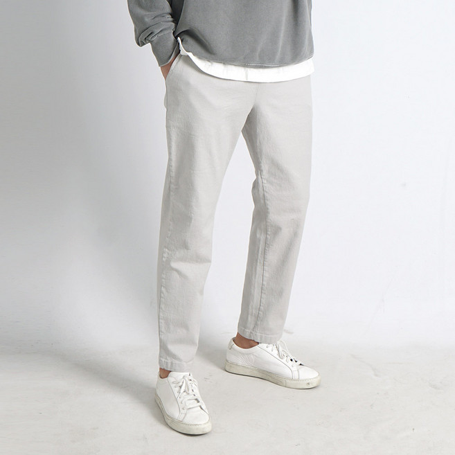 오씨엘 편한 고탄력 스판 일자 9부 밴딩면바지 빅사이즈 치노팬츠 봄 가을 501