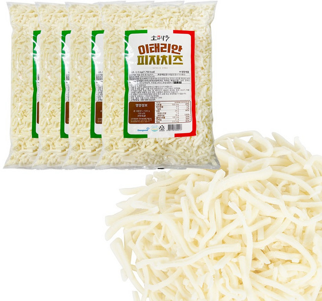 달디단마켓 동원 이태리안 피자치즈 X4봉 모짜렐라 99% 토핑용, 2.5kg, 4개