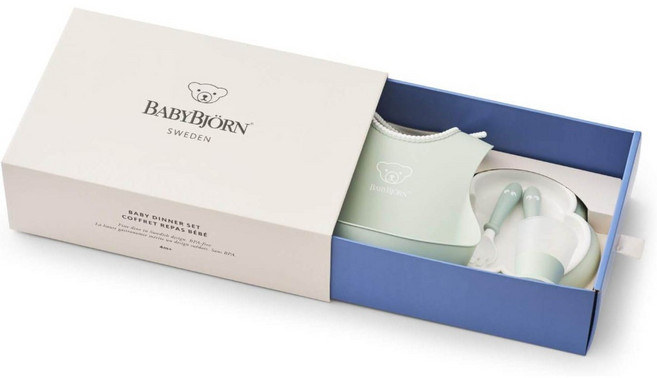 베이비 보른 【일본 정규품 보증 첨부】 베이비 디너 세트 파우더 핑크 1개 (x 1), 파우더 그린