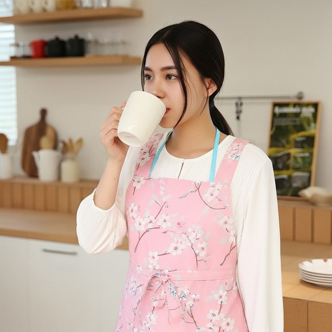 이지오 미뇽 원피스 린넨 앞치마 롱 카페 예쁜 바리스타 어린이집 에이프런 마가렛 버터, 1개