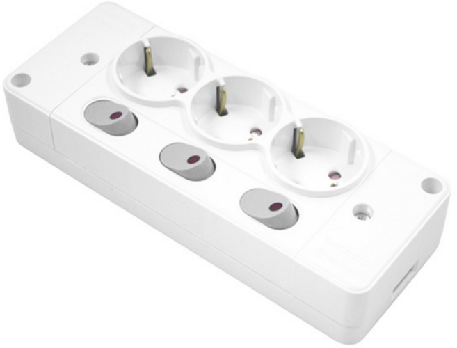 [국내생산] 위너스 개별 스위치형 노출 3구 콘센트 절전 노출형, 1개