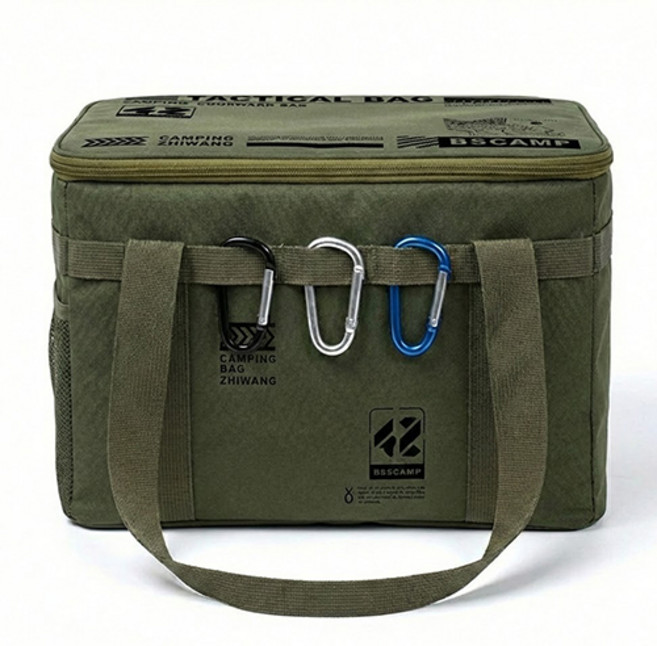 대용량 캠핑 수납가방 캠핑가방 박스형 다용도 캠핑용품 정리백, 1개, 2단, 42L 카키