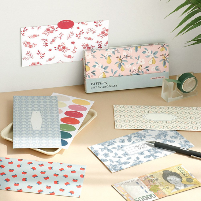 아이코닉 패턴 용돈봉투 6종 x 4p + 스티커 28p 세트, 혼합색상, 1세트