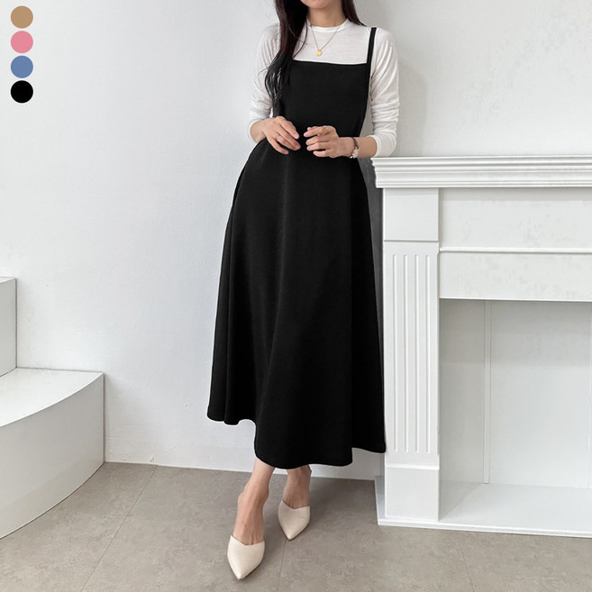 블레스유 나시 A라인 롱원피스 빅사이즈 3색상 여름원피스 끈나시원피스
