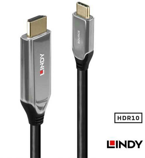 LINDY 43368 主動式 USB Type-C 轉 HDMI 2.1 8K HDR 轉接線 2M 3M 43369, 1個, 43369 3M