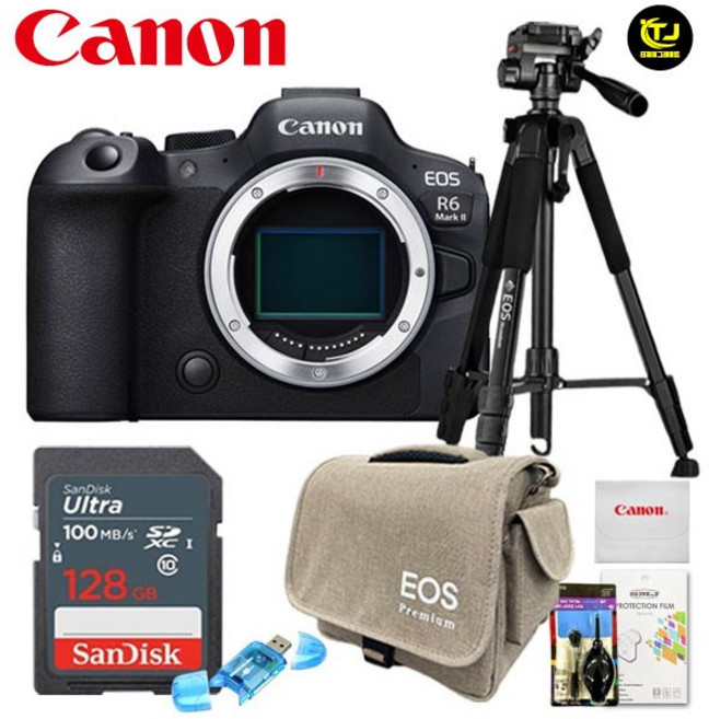 캐논 정품 EOS R6 Mark II BODY / 정품박스 미개봉/ EOS 삼각대 패키지 7종세트/128GB+EOS가방+액정보호필름+융+청소도구+리더기+삼각대 / TJ