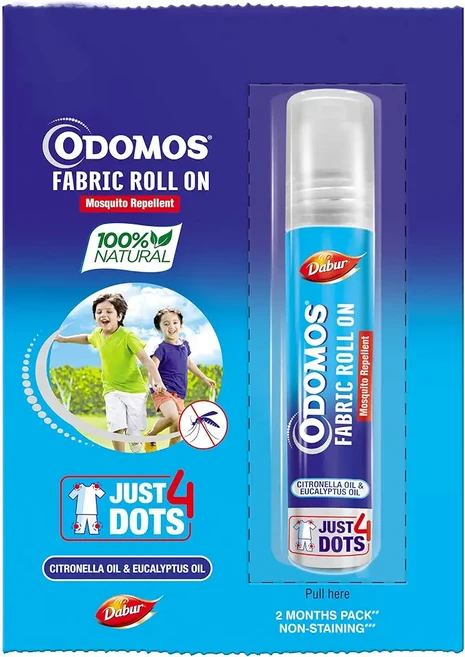 Dabur Dabur Odomos Mosquito Repellent Fabric Roll-On Herbal Protection for Kids 8 ml - 쿠팡