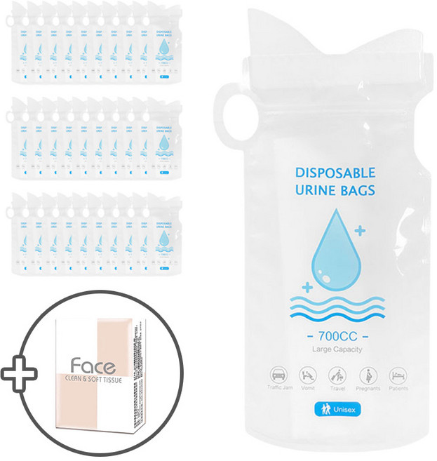 YF 휴대용 남자여자 남아용 소변기 소변봉투 캠팽 이동식 비상용, 30p