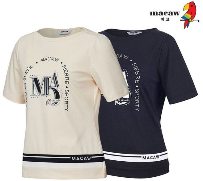 마코 여성 로고 레터링 반팔 티셔츠 MNW2TR04