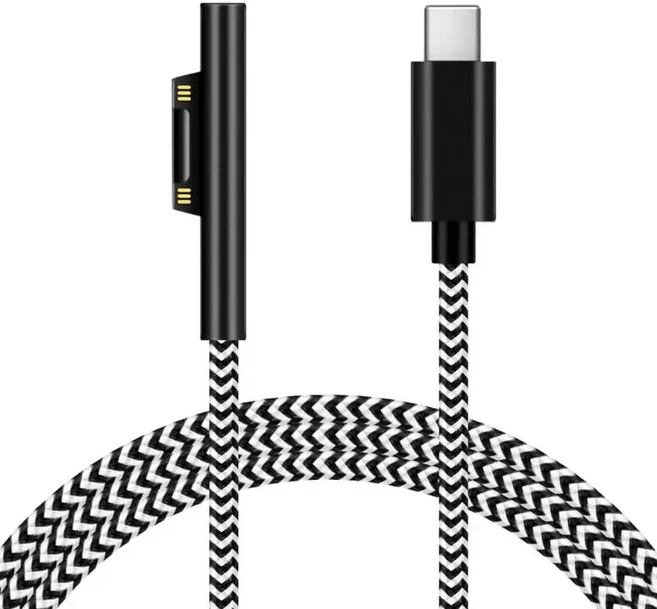 1.8m Usb c타입 전원 공급 장치 어댑터 15v 3A Pd 마이크로 소프트 서페이스용 고속 충전 케이블 3 4 5 6 7, 01 Black White