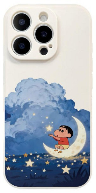 몽환적으로 달 위에 앉아 있는 짱구 아이폰 갤럭시 폰케이스