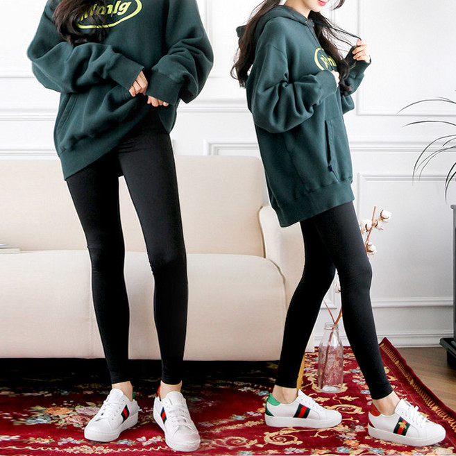 (1+1) 여성 빅사이즈 포근 따뜻 슬림기모 10부 레깅스 무지 스판 팬츠 바지 가을 겨울용 이너 2장