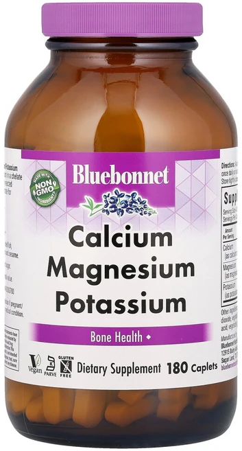 [해외] [Bluebonnet Calcium Magnesium Plus Potassium] 블루보넷 칼슘 마그네슘 칼륨 복합제 180정, 1개 - 쿠팡