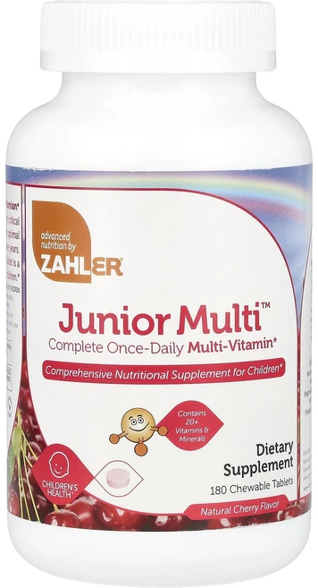Zahler Youth Multi™ 하루 한 번 복용하는 완벽한 종합비타민 천연 체리 맛 츄어블 정 180정, Zahler Youth Multi™ 하루 한..., 1개 - 쿠팡