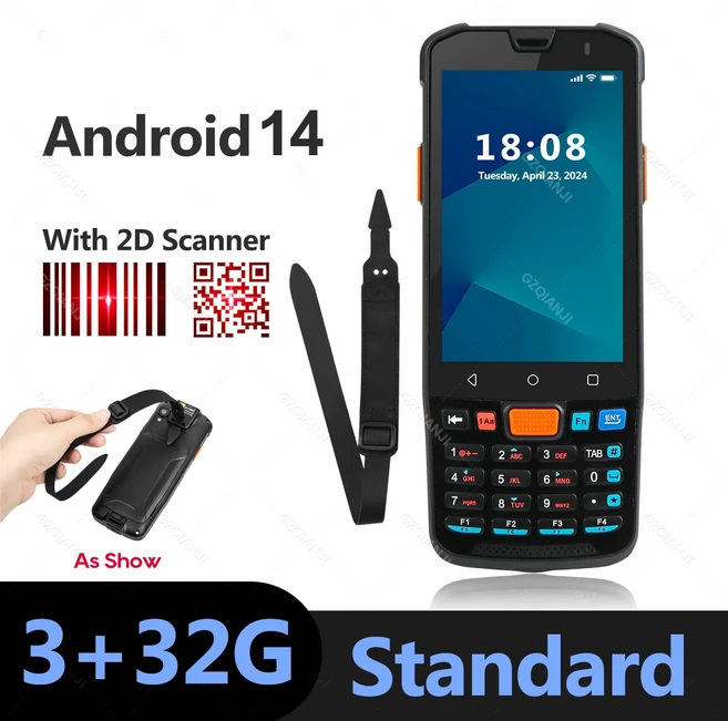 4G 재고/재고 관리 안드로이드 데이터 수집 터미널 1D/2D 코드 qr 산업용 스캐너 NFC가 포함된 휴대용 PDA, 05 3-32GB Strap, 02 영국