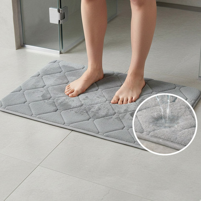 마루한 먼지없는 극세사 욕실 발매트 미끄럼방지 빠른흡수, 1개, 그레이