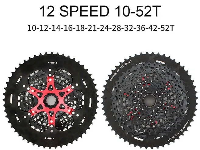 12 속도 산악 자전거 카세트 XD 9-50T 스프로킷 블랙 10-50T 10-52T 자전거 플라이휠 Cogs 12S SRAM과 호환, 1개