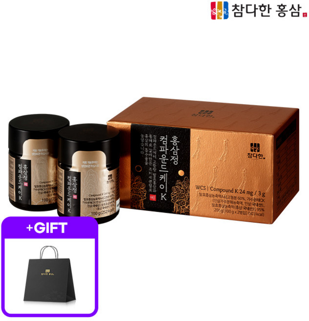 [공식] 참다한 홍삼 WCS 홍삼정 컴파운드케이K 1박스 + 쇼핑백증정, 2개, 100g