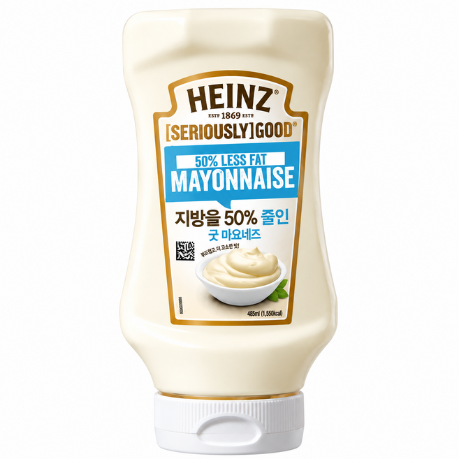 하인즈 지방 50% 줄인 마요네즈 소스 485ml 저지방 샐러드 드레싱, 1개