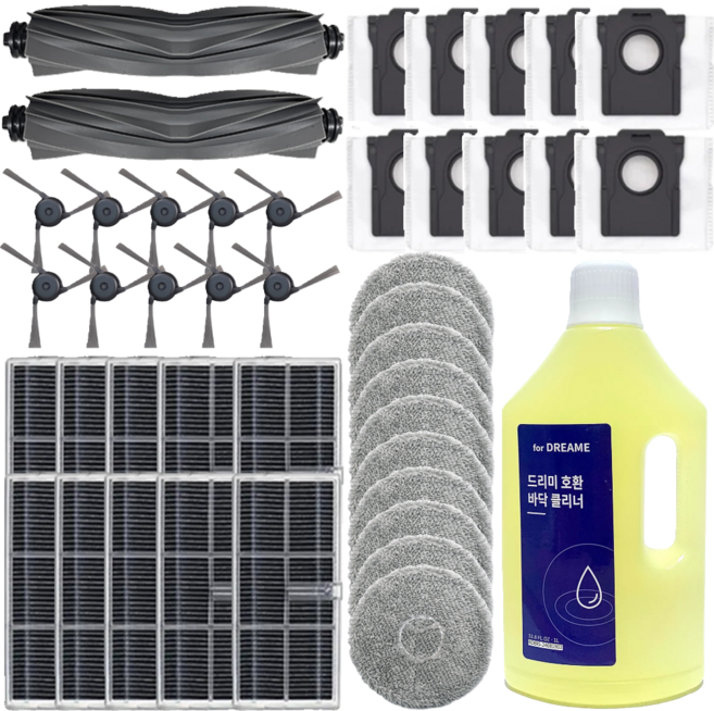 드리미 X40 울트라 소모품 세제 먼지봉투 물걸레 필터 브러쉬 호환, 1개, 1년세트