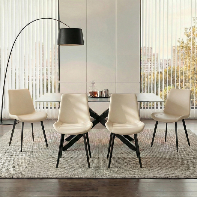 Bloom 식탁 의자 2P 세트 | 이탈리아 스타일 라이트 럭셔리 인테리어 체어, 화이트, 4개