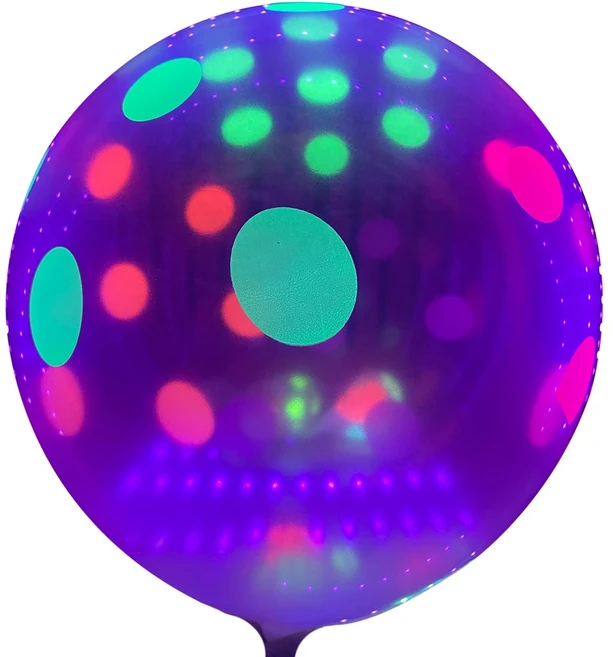 네온 해피 버스데이 배너 블랙 라이트 파티 용품 어둠 속에서 빛나는 생일 반응성 UV 액세서리, 35 10pcs 12inch clear