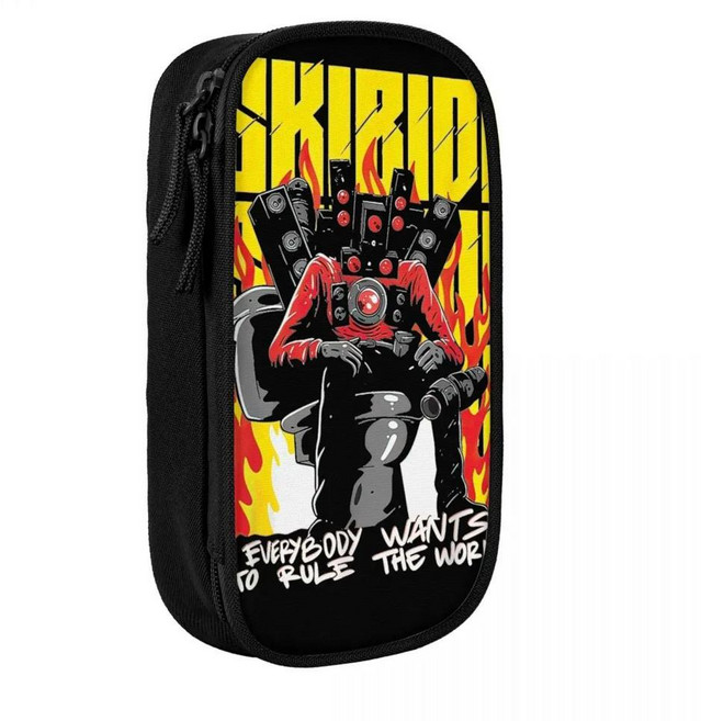 재미있는 스키비디 화장실 필통 화장실맨 펜 박스 가방 대용량 학생용 학교 지퍼, 1개, 색상: 6. 2