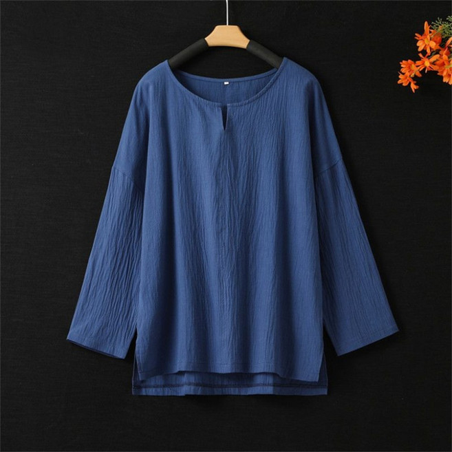 TKX 여성용 베이직 긴팔 면마 티셔츠 봄가을 심플 디자인 박시롱티 면티 K87