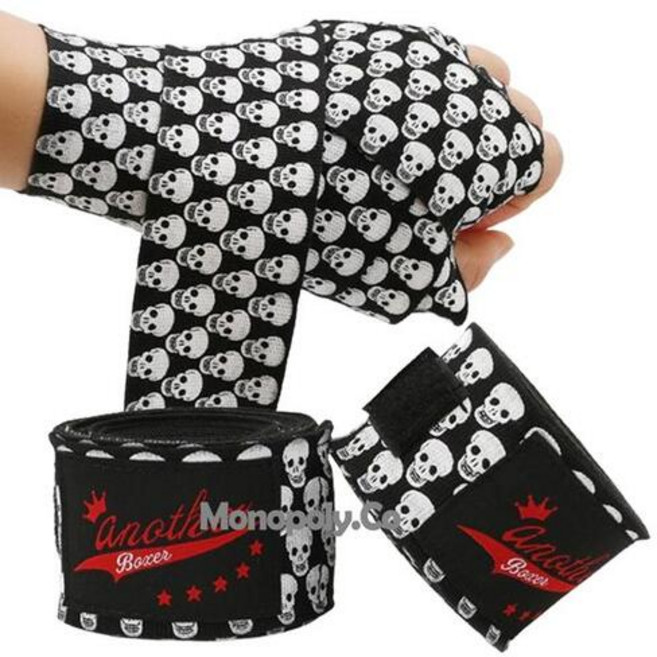 해골 권투 핸드랩 복싱 UFC 밴디지 붕대 5m 스트랩, 리얼 화이트, 1개