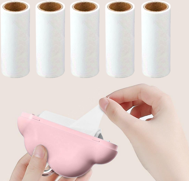 다기능 미니 구름 휴대용 테이프 클리너 돌돌이 본체 리필 롤 세트, 1세트