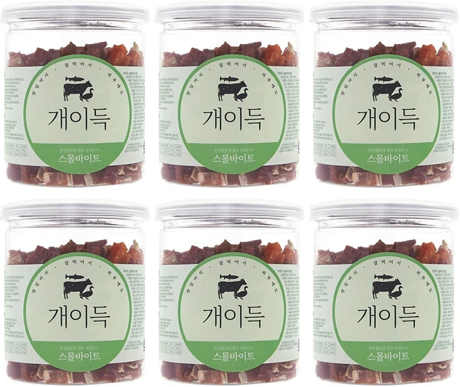 개이득 강아지 통간식, 스몰바이트, 200g, 6개 - 쿠팡