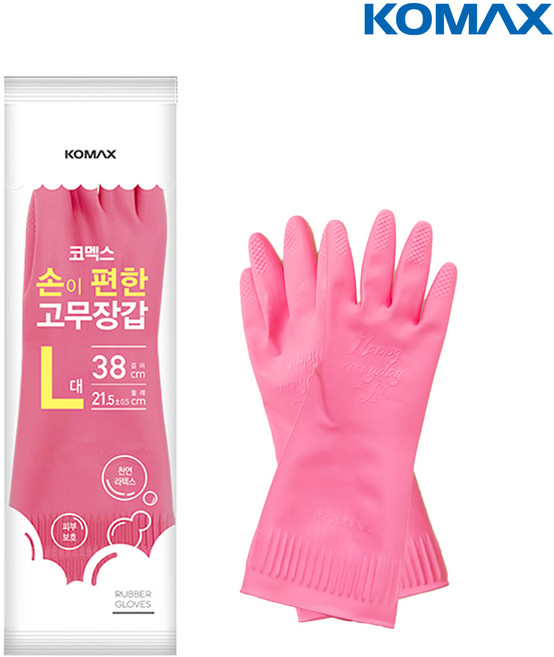 코멕스 손이편한 고무장갑, 핑크, 대(L), 1개