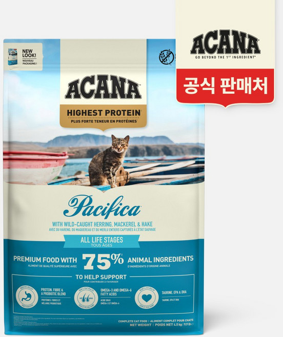 아카나 고양이 전연령 패시피카 건식사료, 청어, 4.5kg, 1개