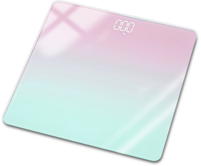小優購物 LED螢幕電子體重計 高精度測量 簡約時尚設計, 1個, 電池體重機-[粉綠]