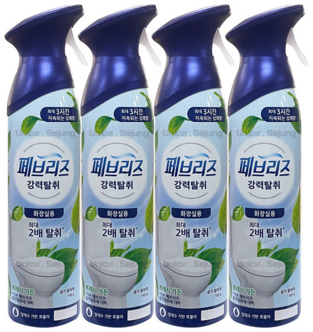 페브리즈에어 공기탈취제 화장실용 프레시가든 / 강력탈취 실내 탈취제, 4개, 165g