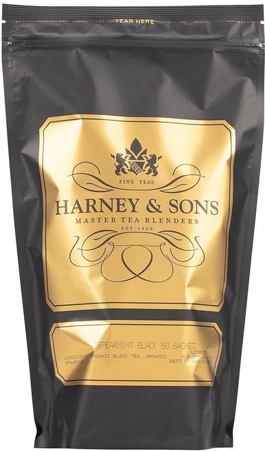 Harney & Sons 스피어민트 홍차 50봉지 | 시원한 스피아민트가 함유된 상쾌한 홍차 블렌드, Harney & Sons 스피어민트 홍차, 50봉지 |