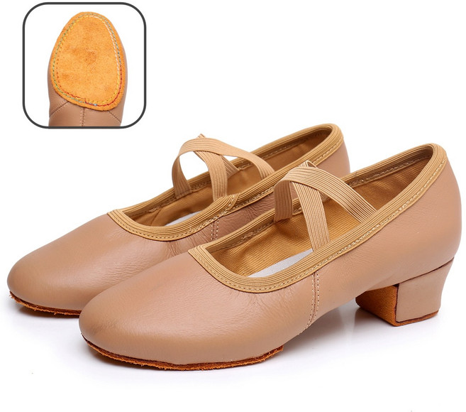 와우진플 양가죽 3cm 굽 티칭 슈즈 실내 댄스화