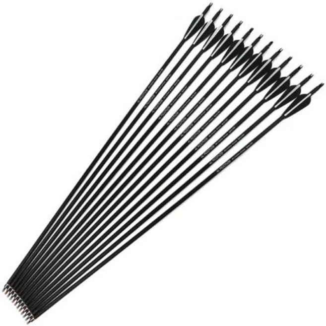 양궁 컴파운드보우 활 탄소 화살 교체 가능한 화살촉 포함 척추 500 사냥용 28 인치 30 32, 10) 24X28inch MixeCarbon, 1개