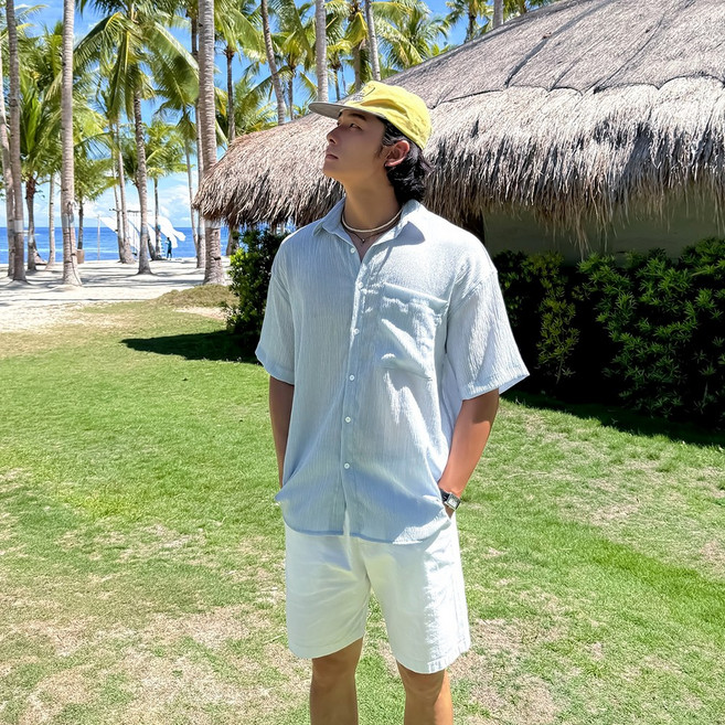 [비치팜]핀트 린넨 스판 반바지 남성 여름 비치 팬츠