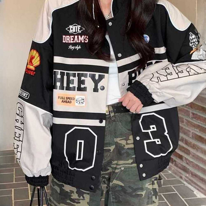 남녀 복고풍 오토바이 재킷 커플 점퍼 레이싱 자켓, 상세페이지 참고