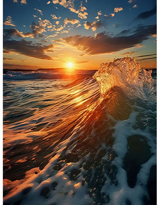 DIY 유화그리기 세트 중형 대형 캔버스 붓 물감 포함 30X40cm 40X50cm, 1세트, 거친 파도 40X50