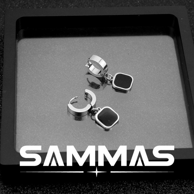 SAMMAS 黑色方牌項鍊 鈦鋼項鍊