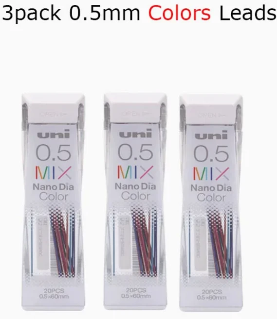 유니 쿠루토가 M5-KS 0.5mm 기계식 연필 메이크업 팔레트 자동 회전 심 부드러운 드로잉 스케치용, 12 3pack Color Lead 0.5