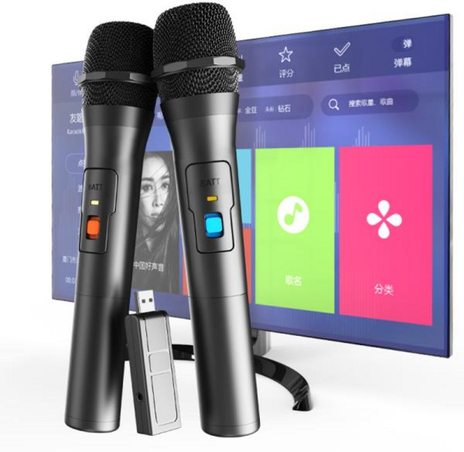 노래방마이크 VHF 무선 마이크 시스템 키트 USB 수신기 휴대용 노래방 마이크 홈 파티 스마트 TV 스피커 노래 1 쌍, 2. 2Pcs Mic, 2.2Pcs Mic, 02 2Pcs Mic