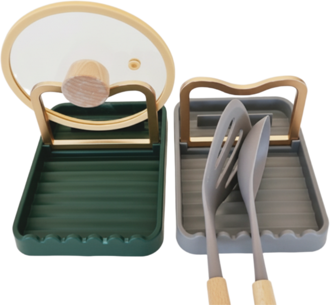 더상식 주방 냄비뚜껑 국자 받침 거치대 조리도구 받침대, 그린1개, 1개